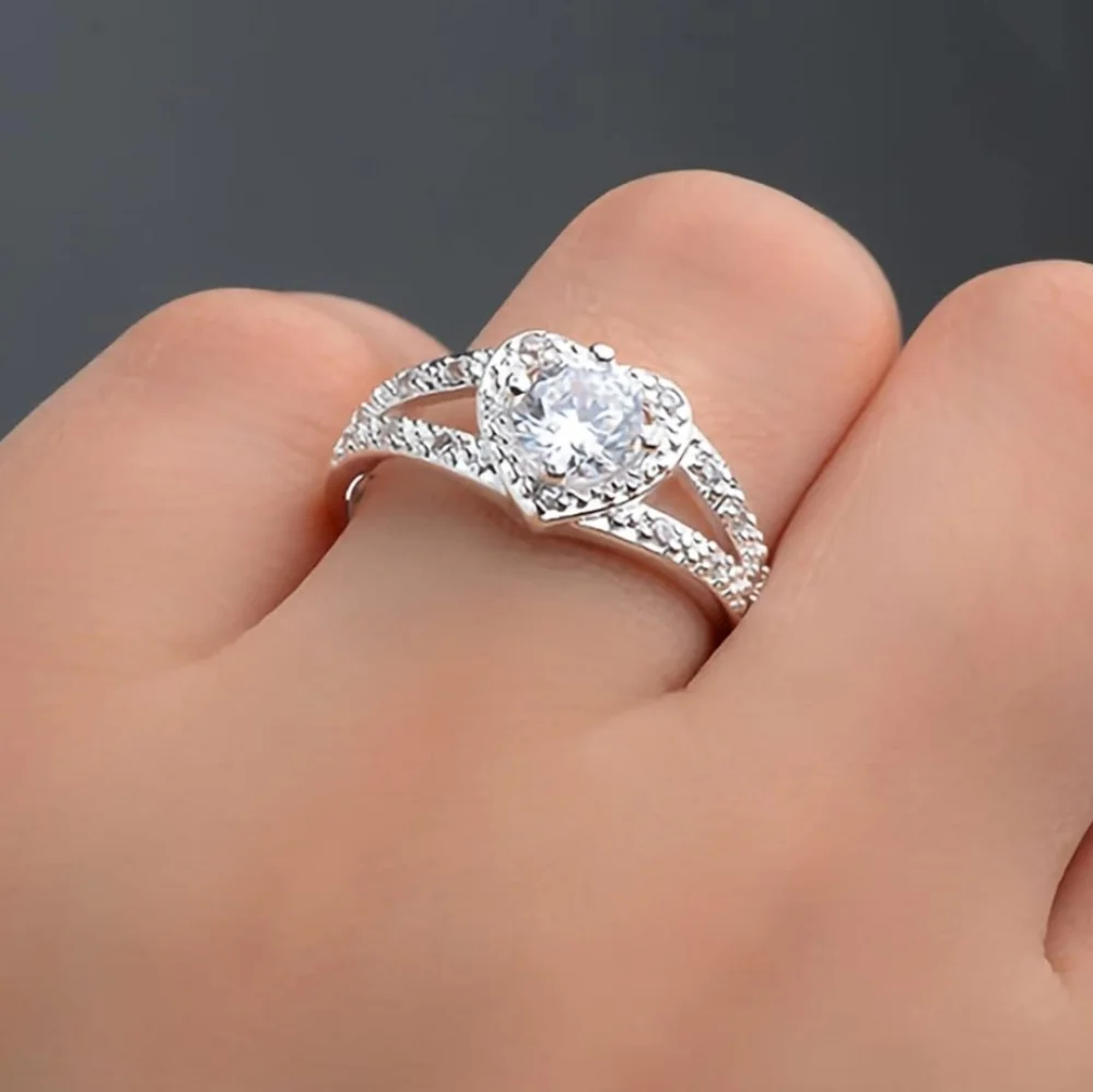 Beautiful Heart Cubic Zirconia Silver Ring
